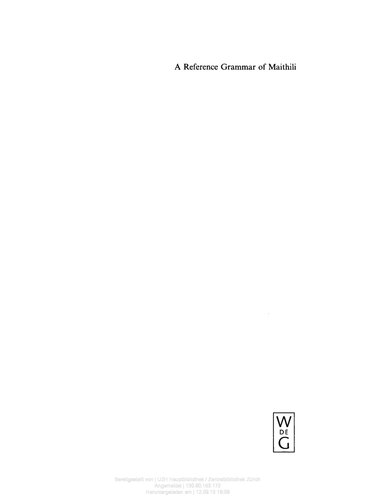 A Reference Grammar of Maithili