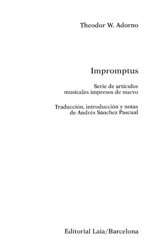 Improptus. Série de artículos musicais impresos de nuevo