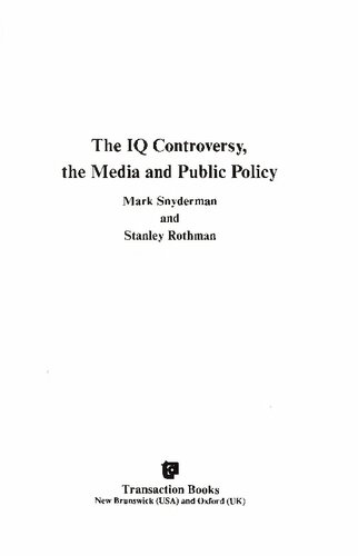 The IQ Controversy, the Media and Public Policy