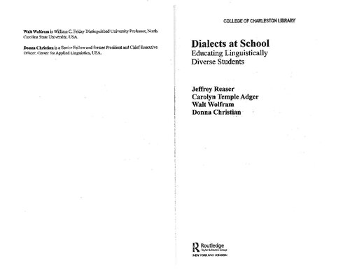 Dialects at School: Educating Lingusitically Diverse Students