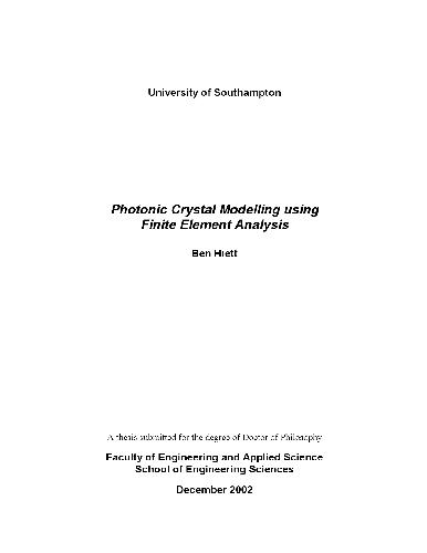 Photonic Crystal Modelling using Finite Element Analysis