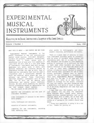 Journal of experimental musical instruments 
Journal of experimental musical instruments