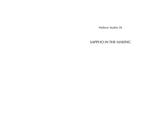 Sappho in the Making: The Early Reception