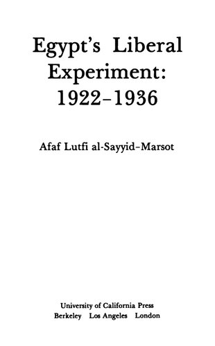 Egypt's Liberal Experiment, 1922-1936