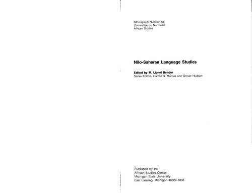 Nilo-Saharan Language Studies