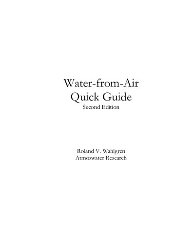 Water-from-Air Quick Guide