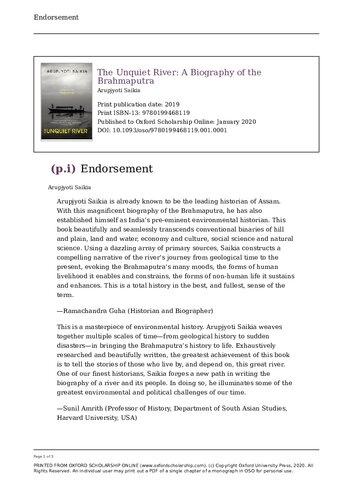 The Unquiet River: A Biography of the Brahmaputra