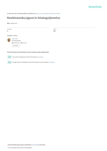 Kombinatorika jegyzet és feladatgyűjtemény