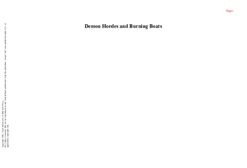 Demon Hordes and Burning Boats: The Cult of Marshal Wen in Late Imperial Chekiang