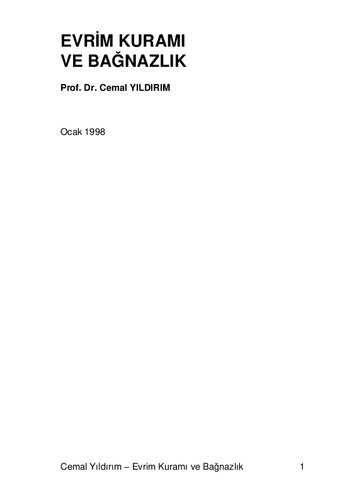 Evrim Kuramı Ve Bagnazlık