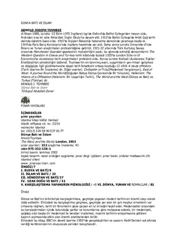 Dünya Batı Ve Islam