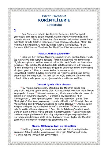 Havari Pavlus'Un Korintlilere 1. Mektubu