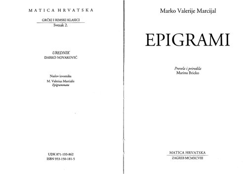 Marko Valerije Marcijal: Epigrami