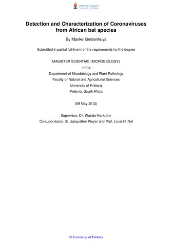 Dectection and characterization of Coronaviruses from African bat species