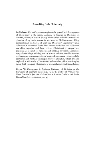 Assembling Early Christianity: Trade, Networks, and the Letters of Dionysios of Corinth