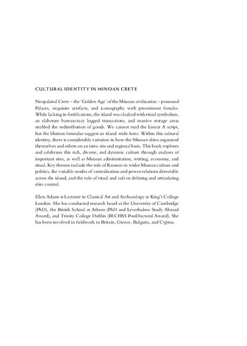 Cultural Identity in Minoan Crete: Social Dynamics in the Neopalatial Period