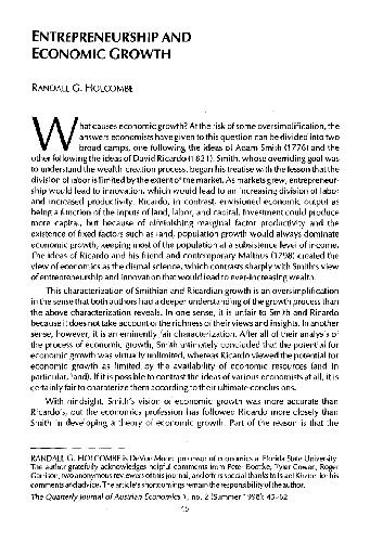 Entrepreneurship and economic growth