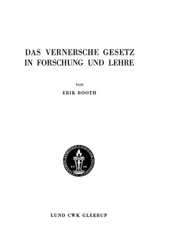 Das Vernersche Gesetz in Forschung und Lehre.
