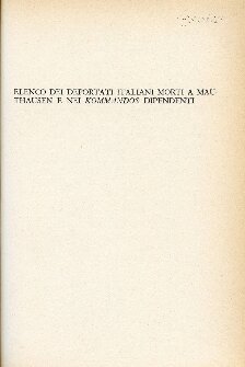Elenco dei deportati italiani,deceduti e sopravvissuti a Mauthausen e nei Kommandos dipendenti 1942-1945