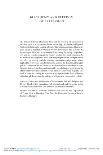 Blasphemy and Freedom of Expression: Comparative, Theoretical and Historical Reflections after the Charlie Hebdo Massacre