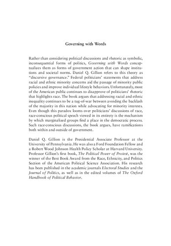 Governing with Words: The Political Dialogue on Race, Public Policy, and Inequality in America