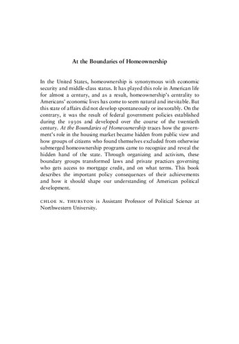 At the Boundaries of Homeownership: Credit, Discrimination, and the American State