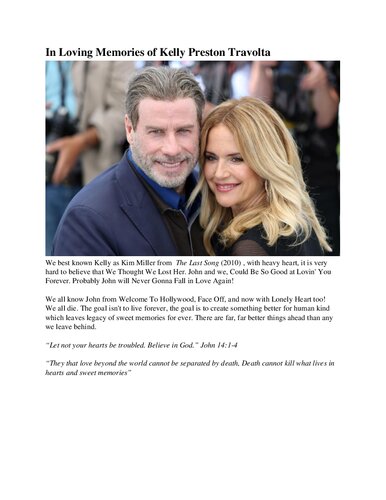 In loving memories of Kelly Preston