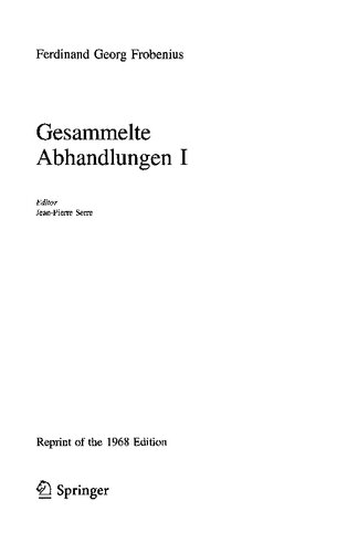 Ferdinand Georg Frobenius - Gesammelte Abhandlungen I-III