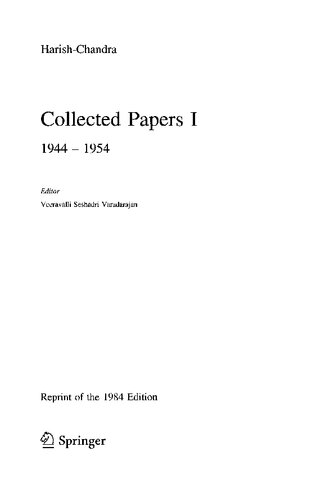 Harish-Chandra Collected Papers I-V