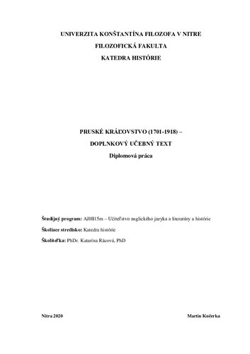 Pruské kráľovstvo (1701-1918) doplnkový učebný text