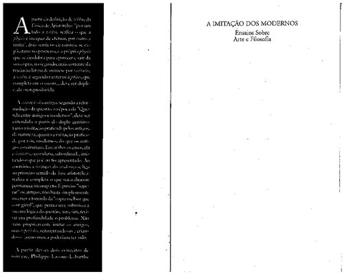 A Imitação dos Modernos: ensaios sobre arte e filosofia