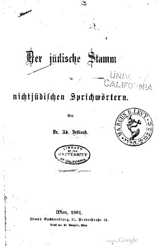 Der juedische Stamm in nichtjuedischen Sprichwoertern