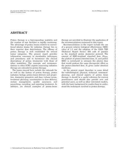 PRESCRIBING, RECORDING, AND REPORTING PROTON-BEAM THERAPY ICRU 78