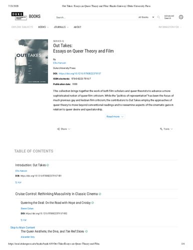 Out takes: essays on queer theory and film /