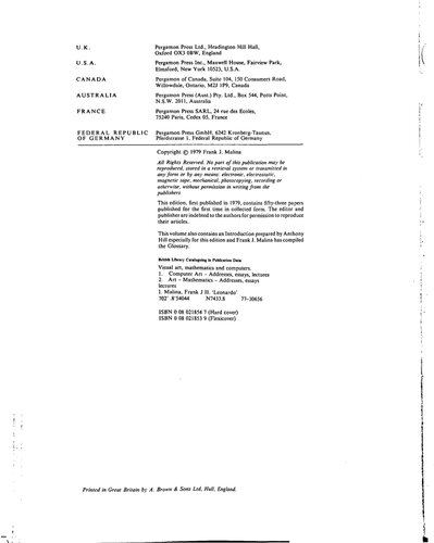 Visual Art, Mathematics and Computers: Selections from the Journal Leonardo