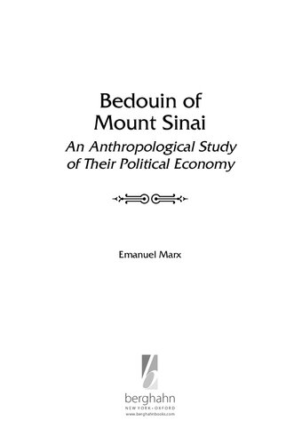 Bedouin of Mount Sinai: An Anthropological Study of their Political Economy