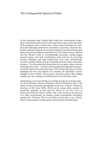 The Unforgettable Queens of Islam: Succession, Authority, Gender