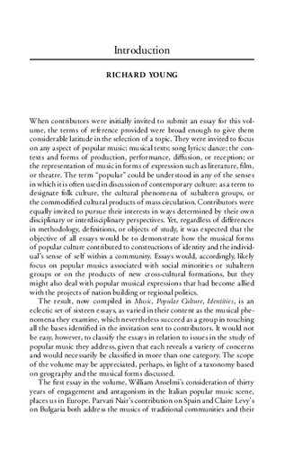 Music, Popular Culture, Identities