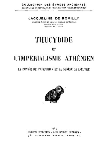Thucydide et l'imperialisme Athénien