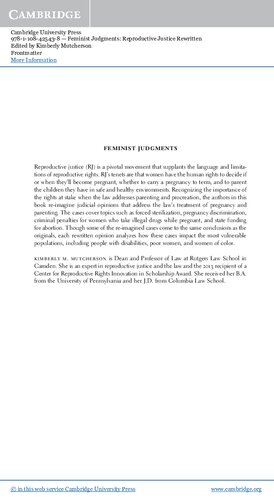Feminist Judgments: Reproductive Justice Rewritten