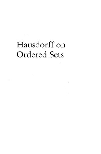 Hausdorff on Ordered Sets (History of Mathematics,) (History of Mathematics; Sources)