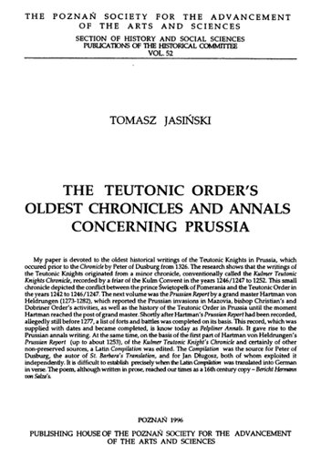 Najstarsze kroniki i roczniki krzyżackie dotyczące Prus