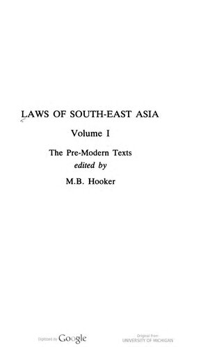 Laws of South-East Asia volume 1