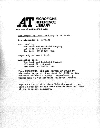 The recycling, use, and repair of tools