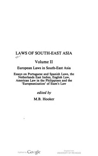 Laws of South-east Asia: European Laws in South-east Asia v. 2