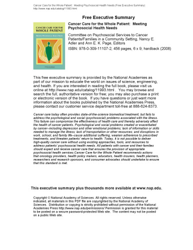 Cancer Care for the Whole Patient: Meeting Psychosocial Health Needs