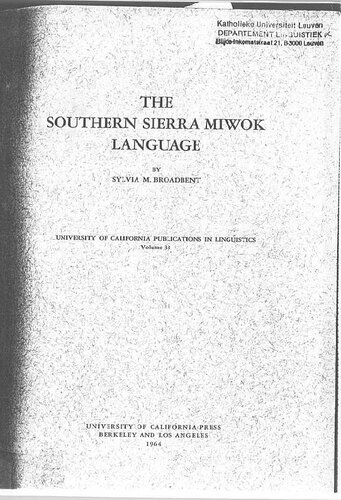 The Southern Sierra Miwok Language