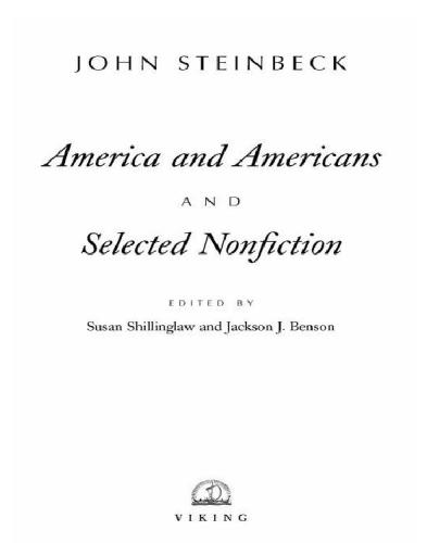 America and Americans, and selected nonfiction