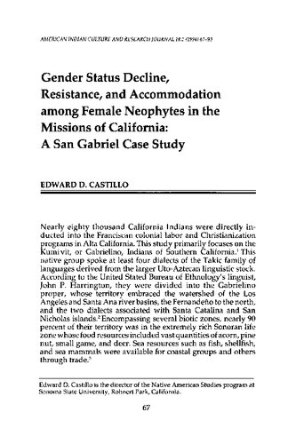 Gender Status Decline, Resistance, and Accommodation among Female Neophytes in the Missions of California: A San Gabriel Case Study