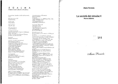 Ágalma. La società dei simulacri